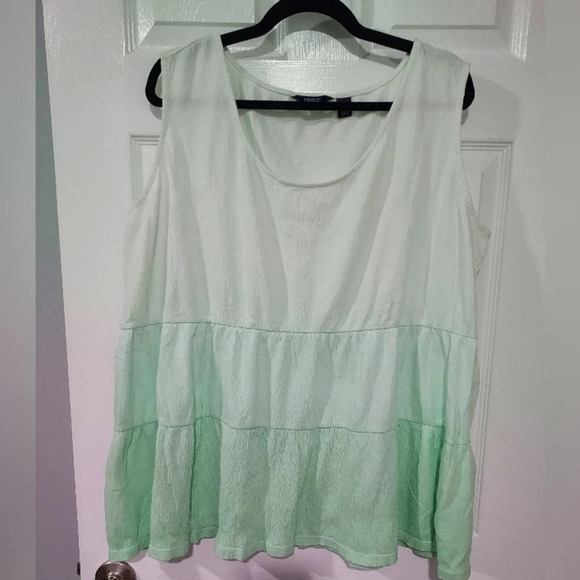 NWOT Lands' End Green & White Ombre Gauze Sleeveless Blouse in Size 1X (16W-18W) - Picture 1 of 9